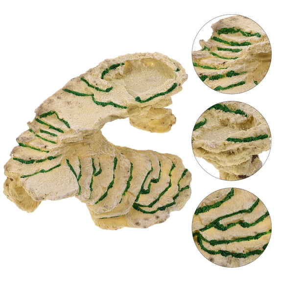 Baluue Reptile Basking Platform Rock Basking Platform Resin Khaki Sunbathing Pet Enclosure 1Pack