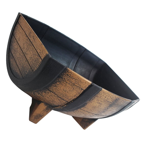 Baluue Rustic Half Barrel Planter Pot with Wood Texture for Outdoor Garden Decoration and Home Use
