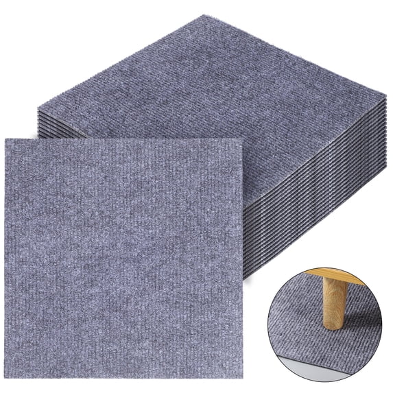 Baluue Self-Adhesive Rug Tiles Light Grey for Bedrooms and Hotels 100Pcs