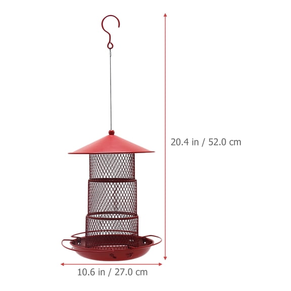Baluue Spill Proof Metal Bird Feeder Iron Red Three Layer for Birds 1Pcs