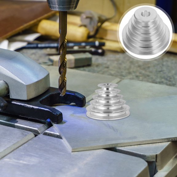 Baluue Step Belt Pulley Aluminum Silver 1Pack For DIY Enthusiasts Furniture Manufacturing