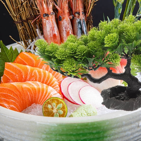 Baluue Decorative Green Pine Tree Garnish for Sushi and Sashimi Plates, Food Presentation Accessory