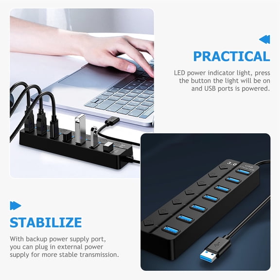 Baluue Usb Bank Hub For Desktop Multiple Ports Adapter For Office Use 1Pack