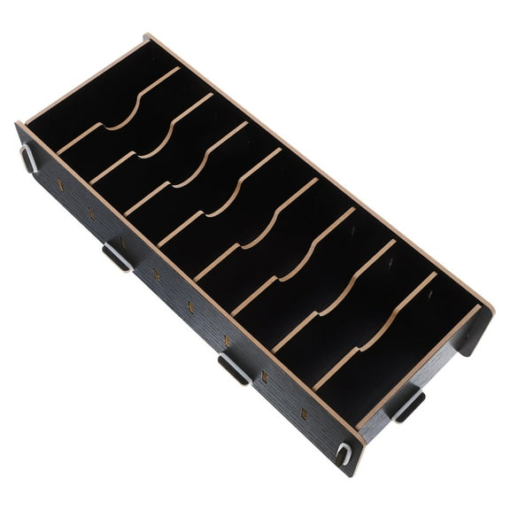 Baluue Versatile Black Wood Mail Sorter Organizer and Small Storage Box for Home Desk