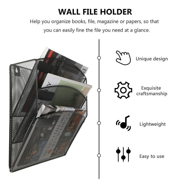 Baluue Wall Mount Magazine Rack Wall File Holder Hanging Wire Basket Tier Hanging Basket