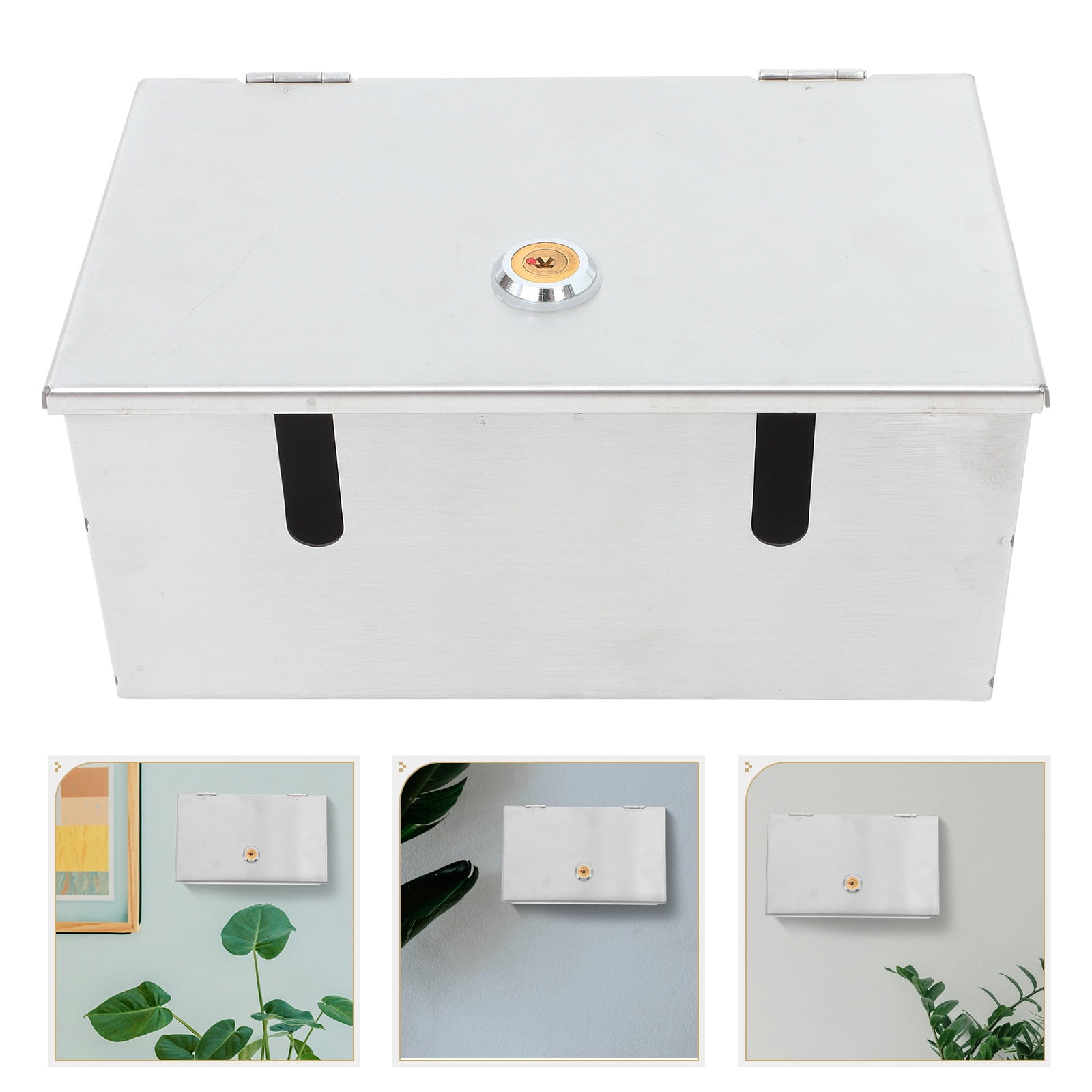 Baluue Weatherproof Stainless Steel Electrical Outlet Socket Protector Box with Lockable Cover for Outdoor Use