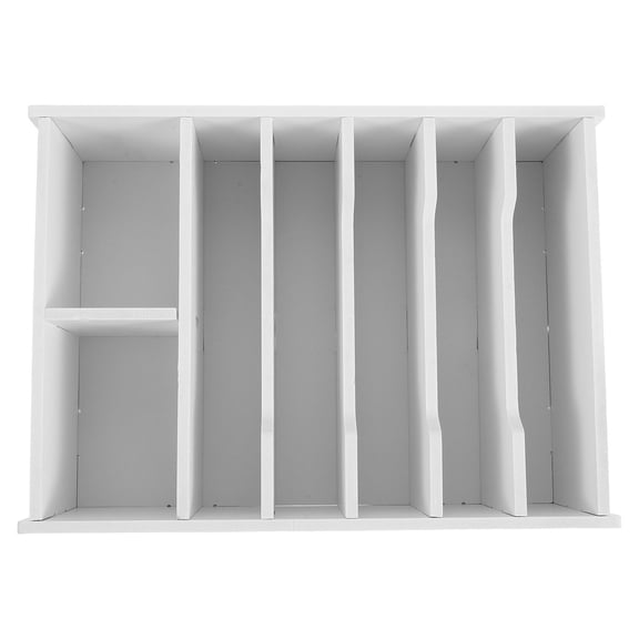 Baluue White Wooden Bill Holder with Drawer, Countertop Cash Organizer Box for Currency, Receipts, Retail Store and Restaurant