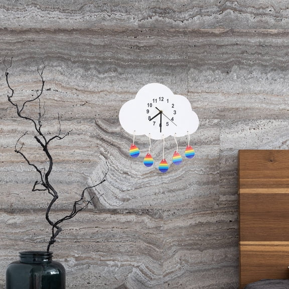 Baluue Silent Wooden Cloud Wall Clock, Mute Bedroom Wall Hanging Decor, Modern Decorative Timepiece for Home