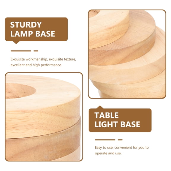 Baluue 5Pcs Khaki Wooden Lamp Base Night Light Stand Table Lamp Accessory