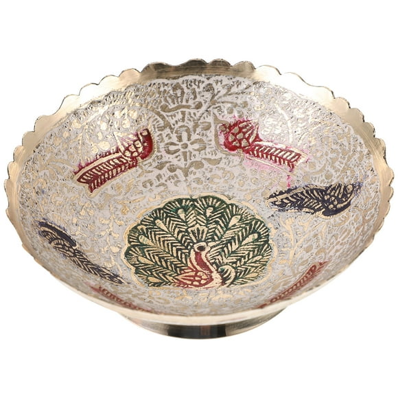 Baluue offering Bowl,Buddhist offering Plate Temple Fruit Tray Snack Dessert Plate Brass offering Plate