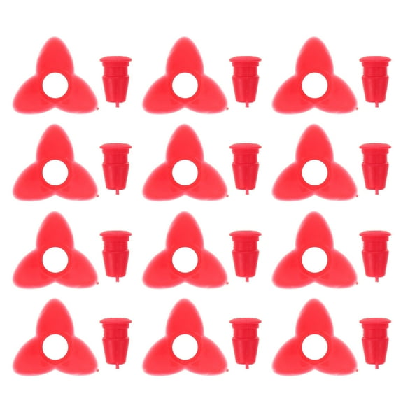 Baluue 12Pcs Flower Shape Bird Feeding Supplies Durable Red Plastic Ports