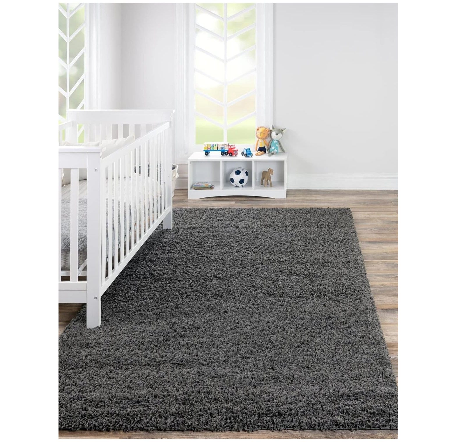 BalyFovin Cozy Solid Shag Collection Rug 5' x 8' Graphite Gray Shag Rug Perfect for Bedrooms