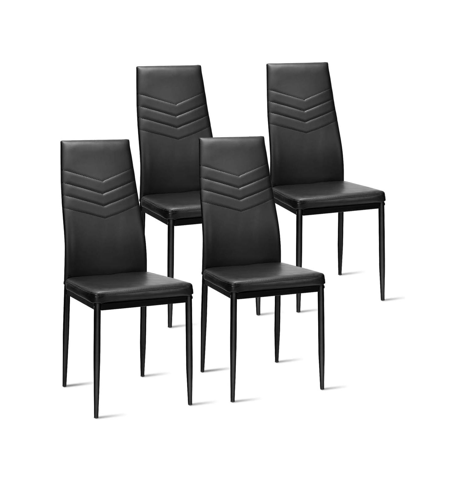 BalyFovin Dining Chairs Set of 4 Black PVC Dining Room Chairs Modern