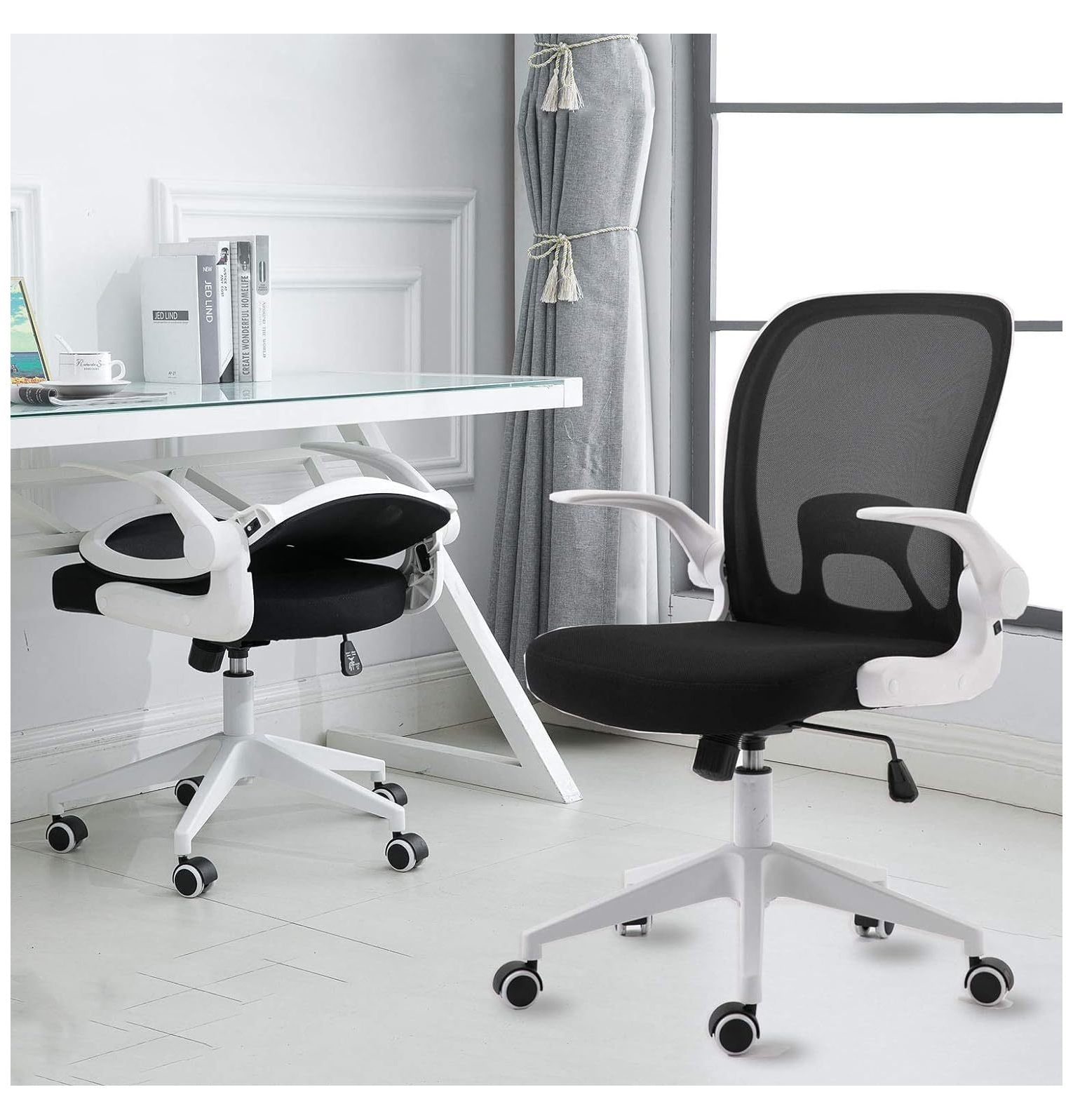 BalyFovin Foldable Office Chair Home Office Desk Chairs with Wheels
