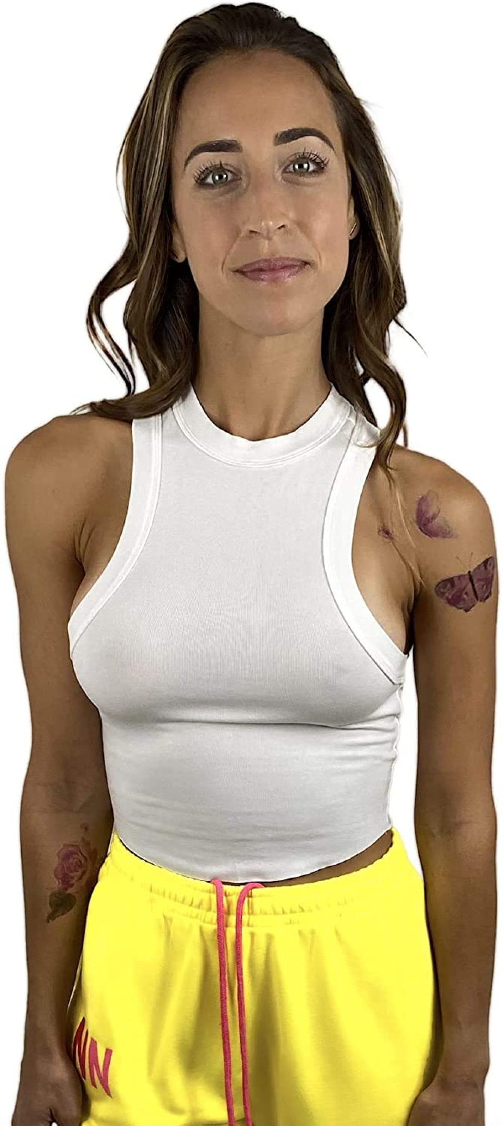 BalyFovin Sexy Side Boob White Tank Crop Top for Party Dates
