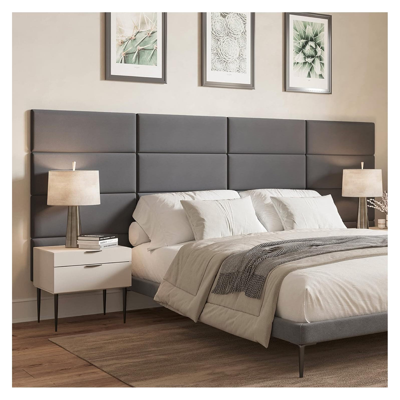BalyFovin Wall Mounted Upholstered Queen Size Headboards, or Single