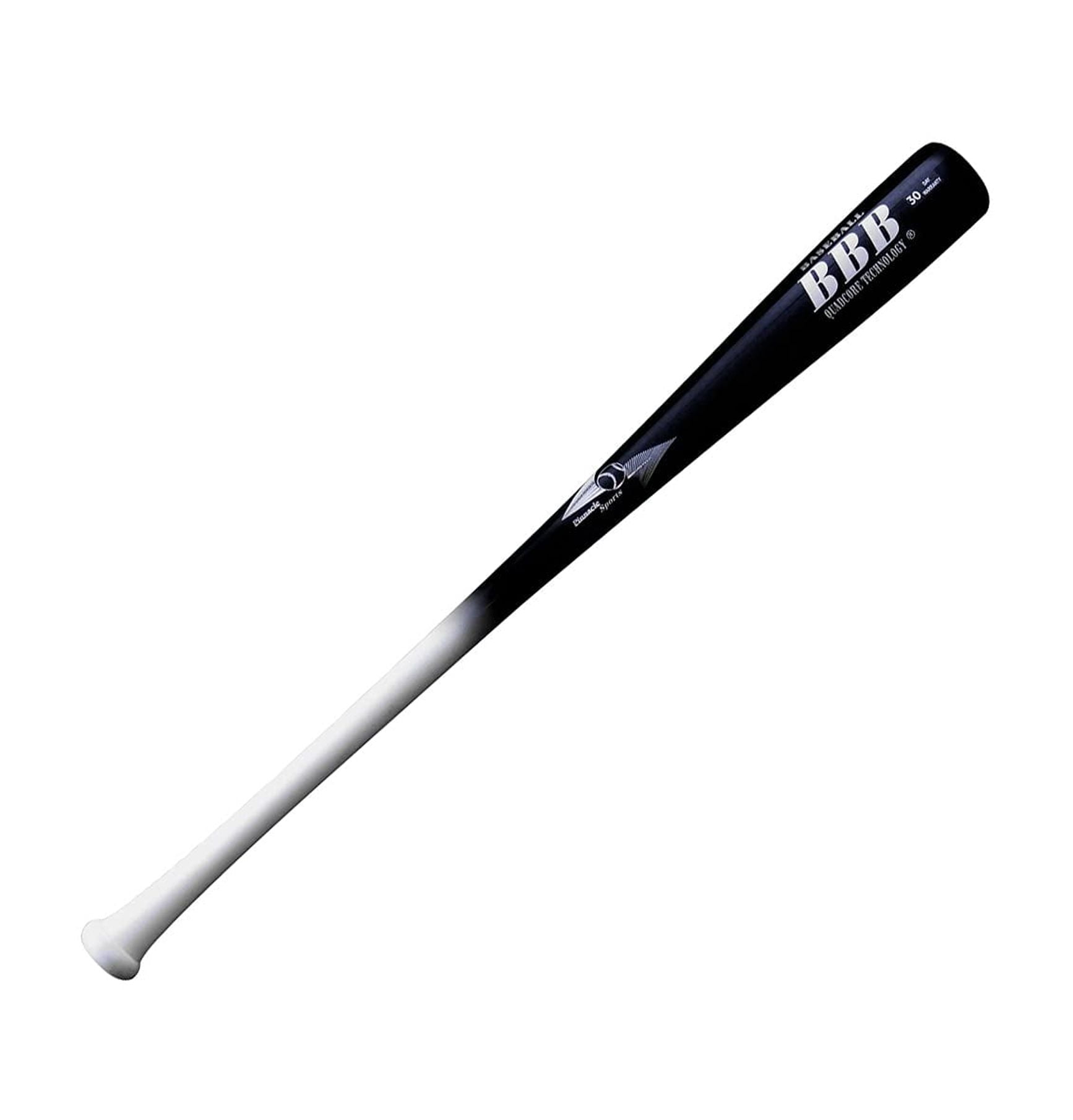 BamBooBat by&nbsp;Pinnacle Sports&nbsp;Equipment INC. Adult Quadcore Bamboo Baseball Bat with Cupped End, White Handle/Black Barrel, 32"