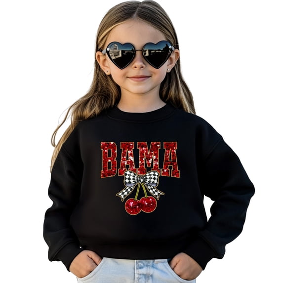 Bama Red Ink-Printed Sequins Sweatshirt for Women & Teens Alabama Fall Sports Sweater Black Sweatshirt Youth Small