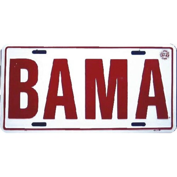 Bama (block letters) embossed metal auto tag