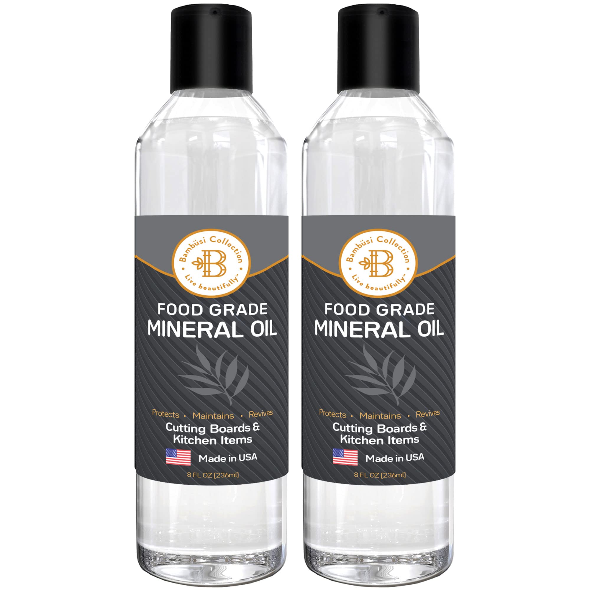 BambÃ¼si Cutting Board Oil - 8oz (2-Pack) Food Grade Mineral Oil
