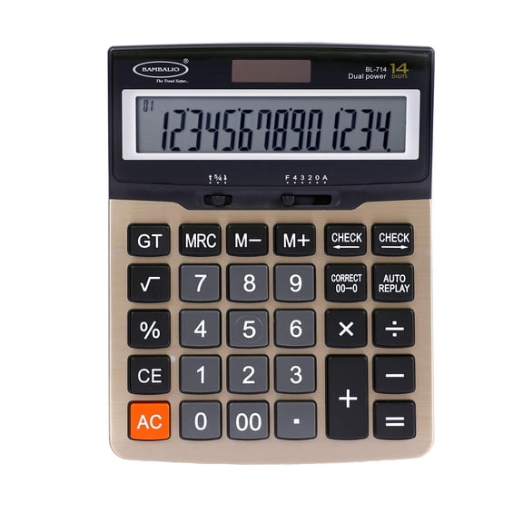 Bambalio BL-714 Large 14 Digits Display 112 Steps Check Metallic Panel & 3 Years Warranty Electronic Calculator