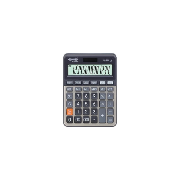 Bambalio BL-850 Large 12 Digits Display With Golden Metallic Panel | 3 Years Warranty Electronic Calculator With Tax Keys - 112 Steps Check And Correct