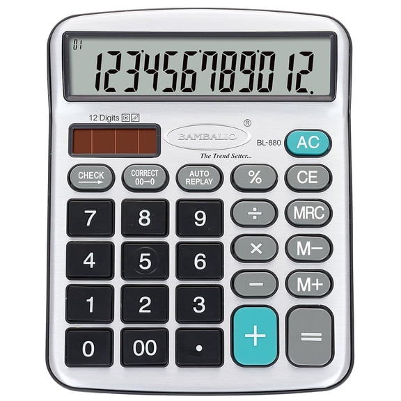 Bambalio BL-880 Electronic Calculator With Big 12 Digits & Metallic Panel | 3 Years Warranty & 3 Years Battery Life | LCD Screen For A Longer