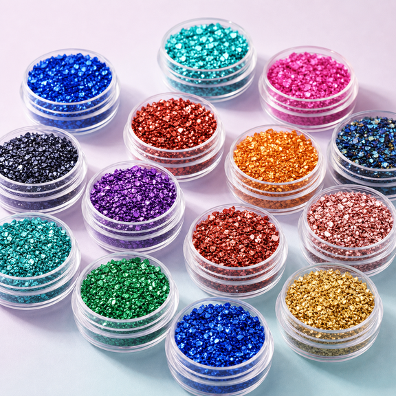 Bambang 12 Pack Crushed Glass Craft Glitter Chips, Fine & Chunky Metallic Crystal Flakes for Resin, Nail Art and Creative DIY Projects