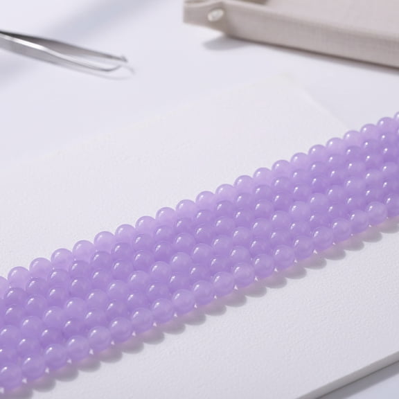 Bambang 12mm Round Light Purple Chalcedony Loose Gemstone Beads, Natural Stone Bead Assortment for Jewelry Making, 15-Inch Strand