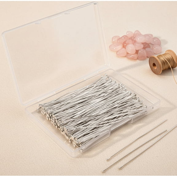 Bambang 200 Pcs Silver Plated 21 Gauge 2.76 Inch Head Pins, Polished Metal Jewelry Making Findings