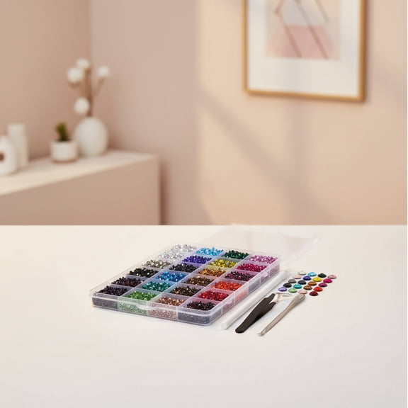 Bambang 24 Color Hotfix Rhinestone Craft Kit, 14400 Pcs 3mm Glass Crystals with 3 Tools for DIY Crafts & Clothing