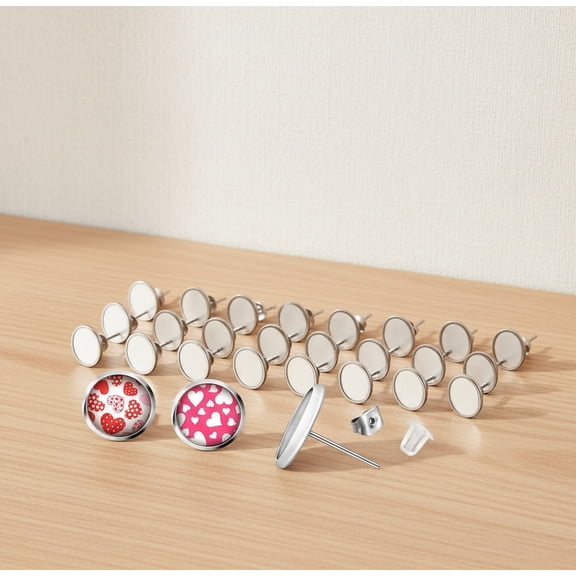 Bambang 300 Pcs Silver Stud Earring Making Kit, Hypoallergenic Stainless Steel Posts, Backs & Jewelry Findings