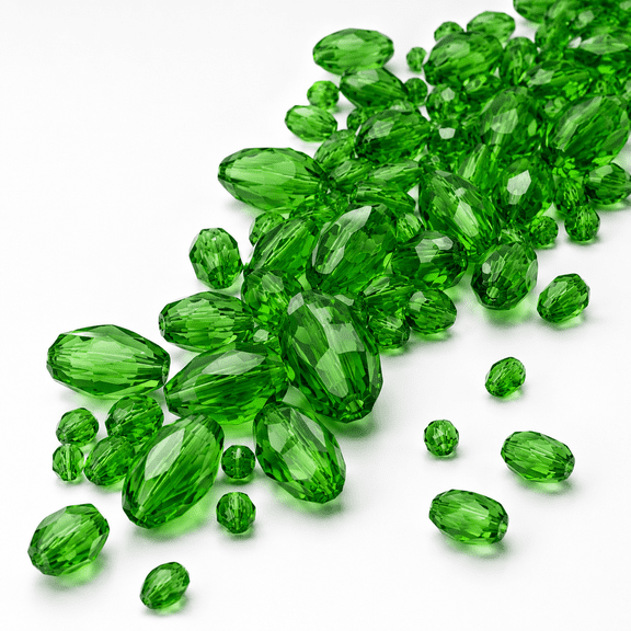 Bambang 340Pcs Grass Green Teardrop Faceted Crystal Glass Beads for DIY Jewelry Making & Craft Projects