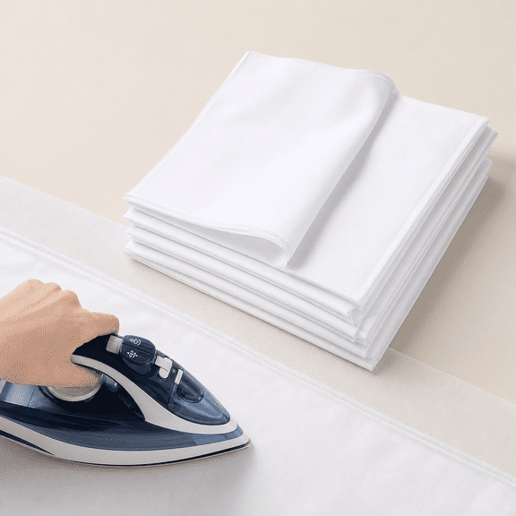 Bambang 4 Pack 24 Inch Pure Cotton Ironing Pressing Cloths, Washable Garment Care Fabric Protector, White
