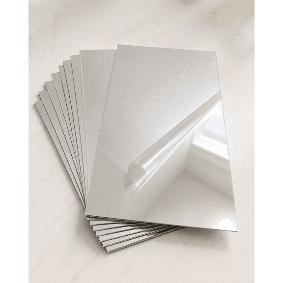 Bambang 8 Pack 6x4 Inch Shatterproof Acrylic Mosaic Mirror Tiles for Home Decor and DIY Craft Projects