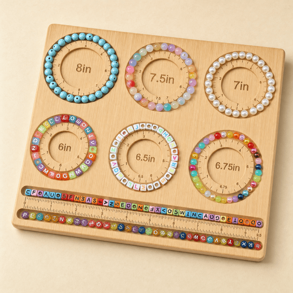 Bambang Bamboo Jewelry Beading Tray, Bracelet Design Board with Position Marks & String Slots for DIY Craft Projects