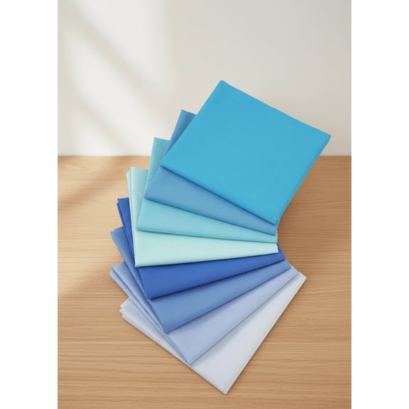Bambang Solid Blue Cotton Fat Quarters Fabric Bundle for Quilting, Sewing, Patchwork, DIY Arts and Crafts Home Projects