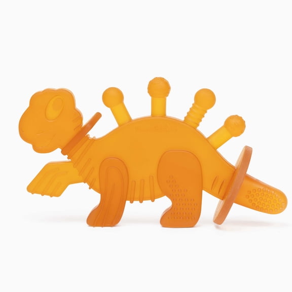 Bambeado Dibly Baby Teething Toy - Made with Natural Rubber & Amber - Gentle Support, Easy to Hold, Simple to Clean - Cute Dinosaur Teether Toy - Alternative to Amber Teething Necklace
