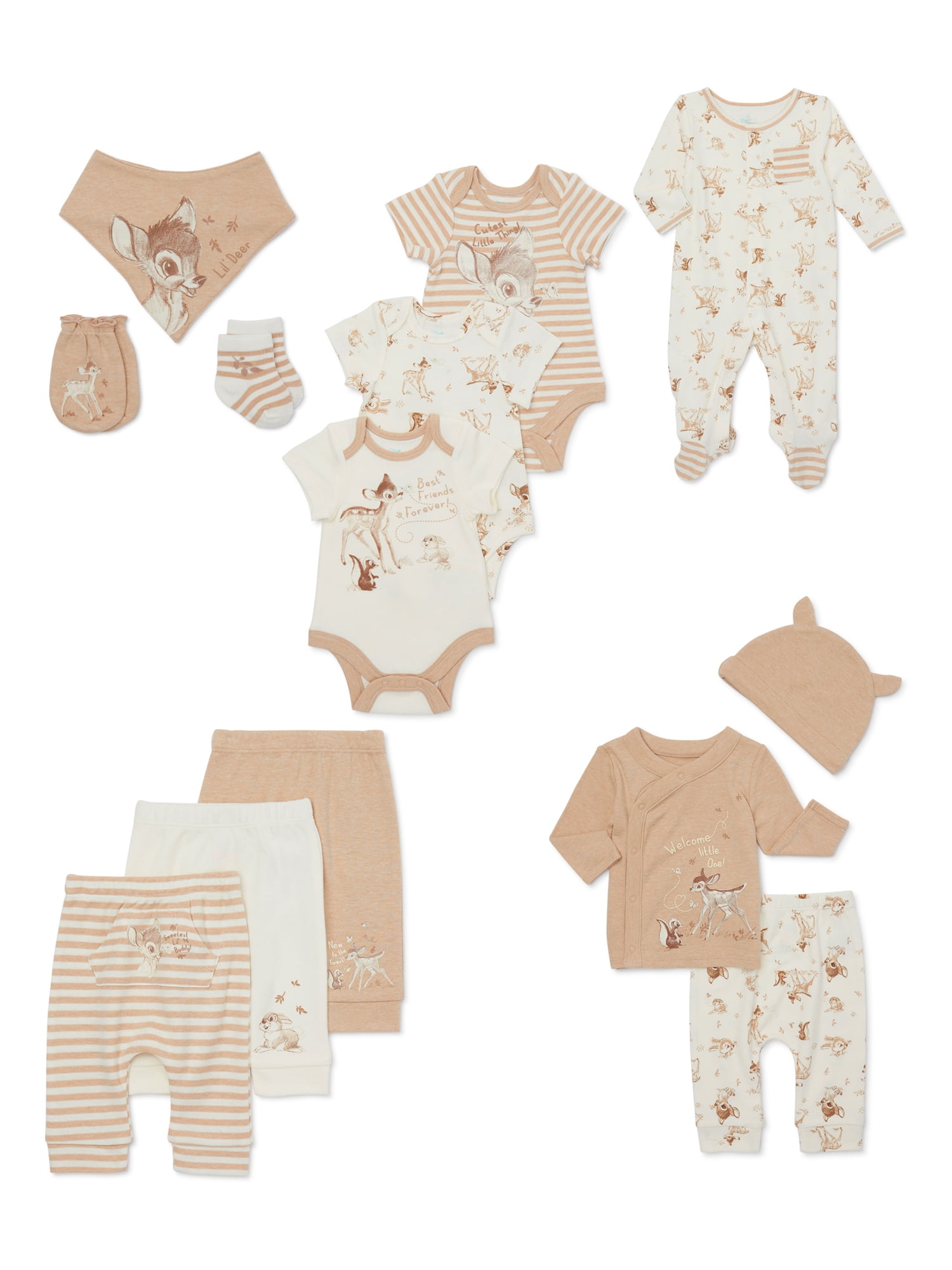 Bambi 3-6 Months Baby Girl 100% Cotton Layette Gift Set, Doeskin, 13 Count