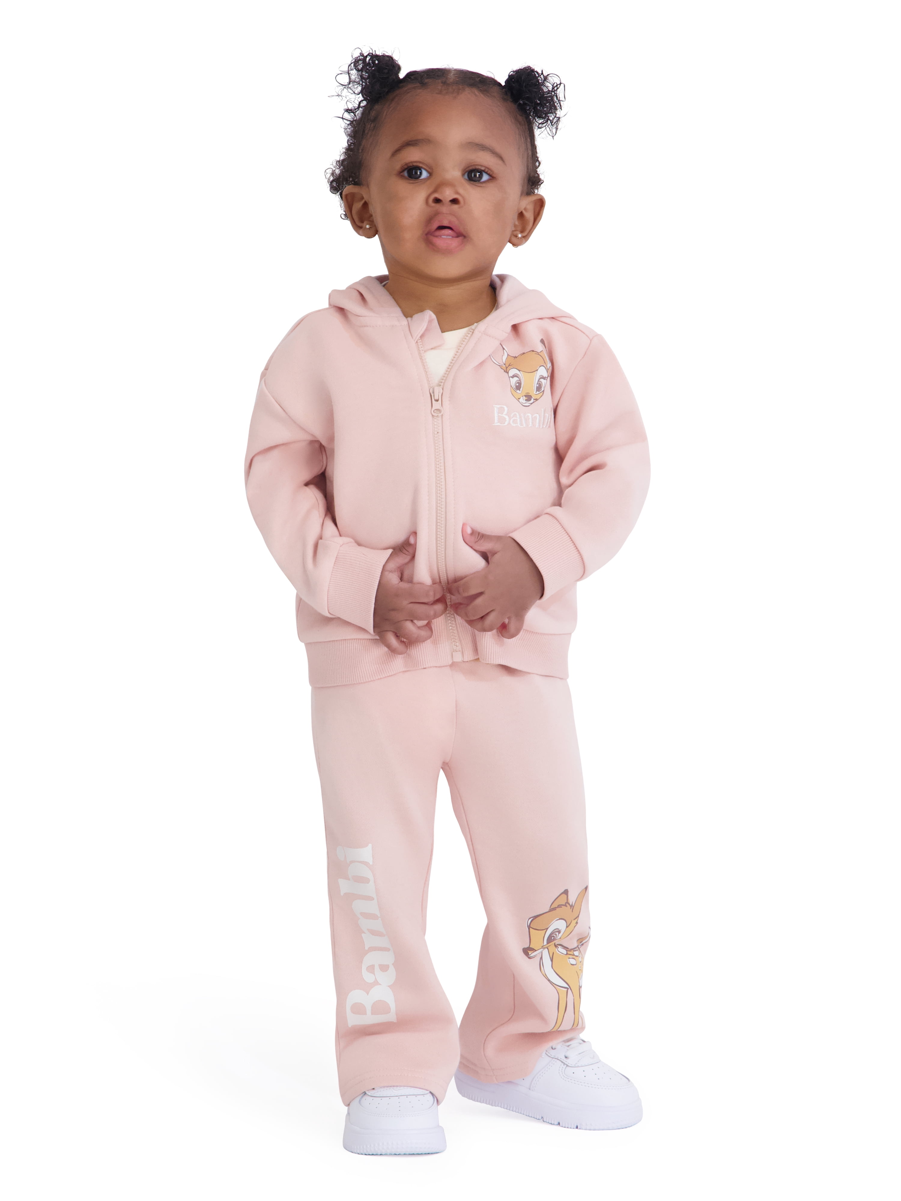 Bambi Baby Girl 3 Piece Fleece Jogger Set, Sizes 0-24 Months