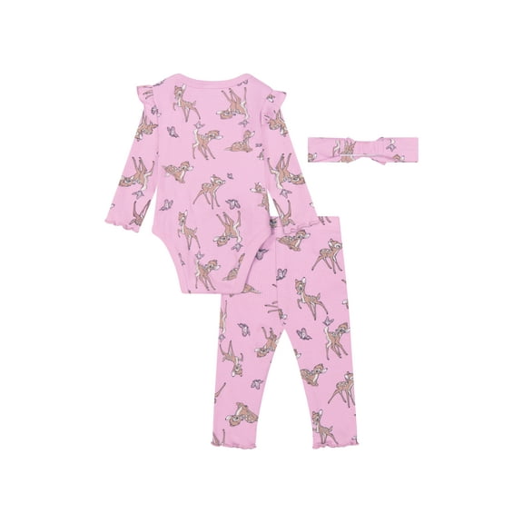 Bambi Baby Girl 3 Piece Rib Pant Set, Sizes 0-24M