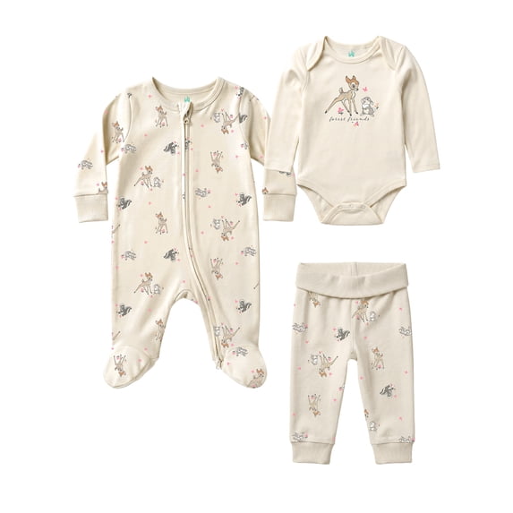 Bambi Baby Girl Coverall and Pant Set, Sizes Newborn-9 Months