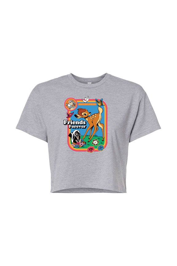 - Bambi Friends Forever - Juniors Cropped Cotton Blend T-Shirt