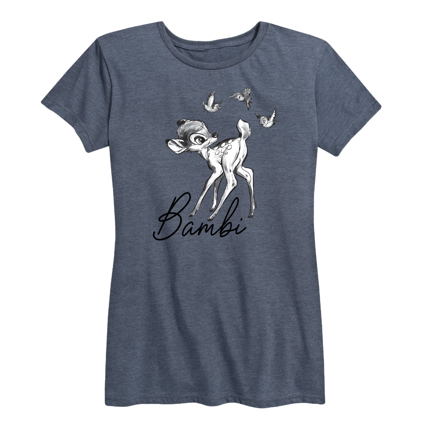 Short Bambi Art Sleeve Sketch Bambi T-Shirt - - Women\'s Graphic