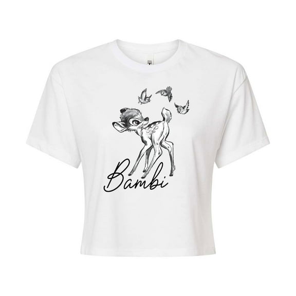 Bambi - Bambi Sketch - Juniors Cropped Cotton Blend T-Shirt