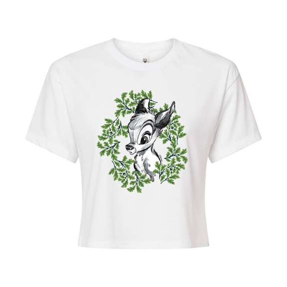 Bambi - Bambi Wreath - Juniors Cropped Cotton Blend T-Shirt