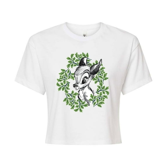 Bambi - Bambi Wreath - Juniors Cropped Cotton Blend T-Shirt