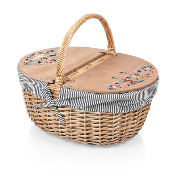 Bambi - Country Picnic Basket, Navy Blue & White Stripe