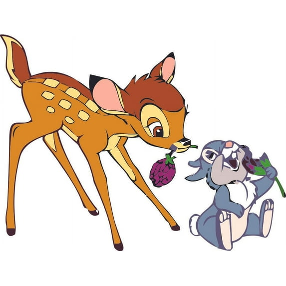 Bambi Deer and Bunny Rabbit Cartoon Characters TV Show Toddler Toddlers Baby Boy Girl Nursery Design Wall Decals for Bedroom Children's Vinyls Kids Vinyl Art Decal Walls Rooms Size (15x30 inch)