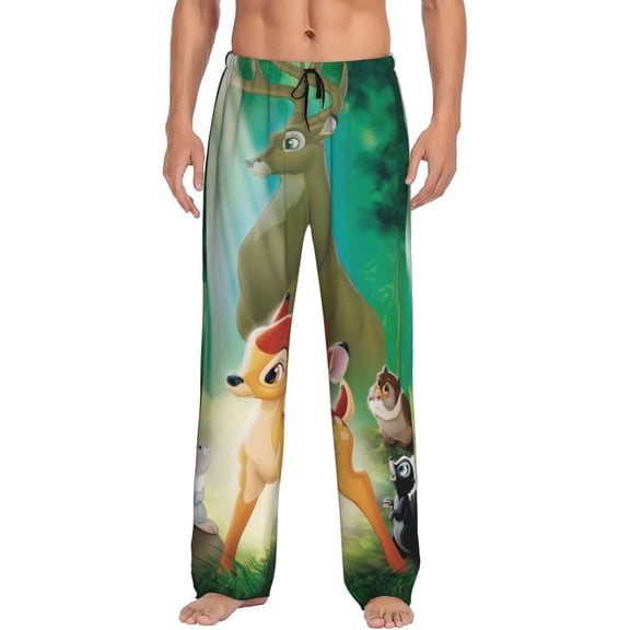 Bambi Men's Pajama Pant Soft Comfy Lounge Pj Bottoms Loose Elastic Waistband Adult Sleep Pants with Pockets Drawstring